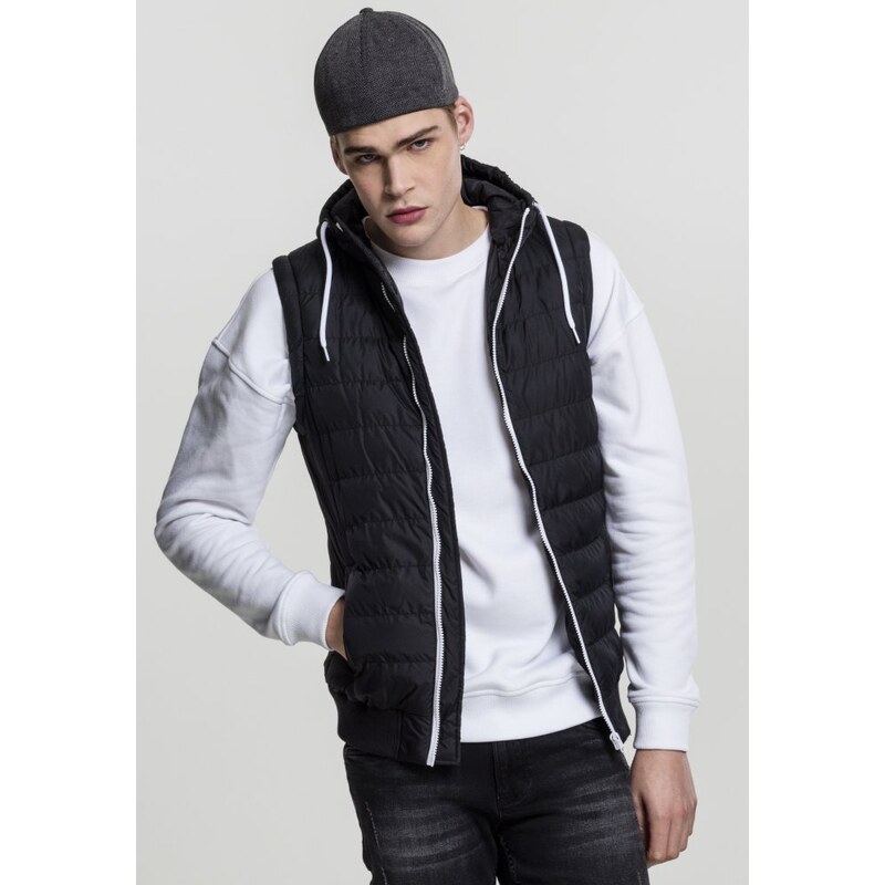 URBAN CLASSICS Small Bubble Hooded Vest - blk/wht