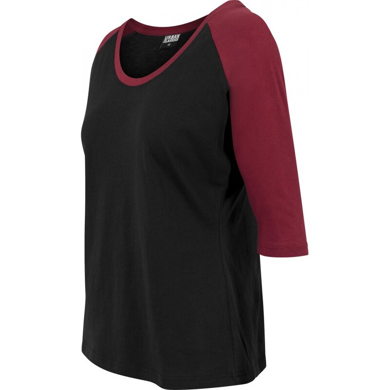 URBAN CLASSICS Ladies 3/4 Contrast Raglan Tee - blk/burgundy