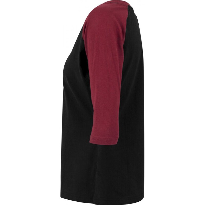 URBAN CLASSICS Ladies 3/4 Contrast Raglan Tee - blk/burgundy