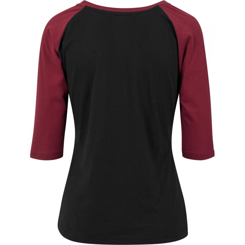 URBAN CLASSICS Ladies 3/4 Contrast Raglan Tee - blk/burgundy