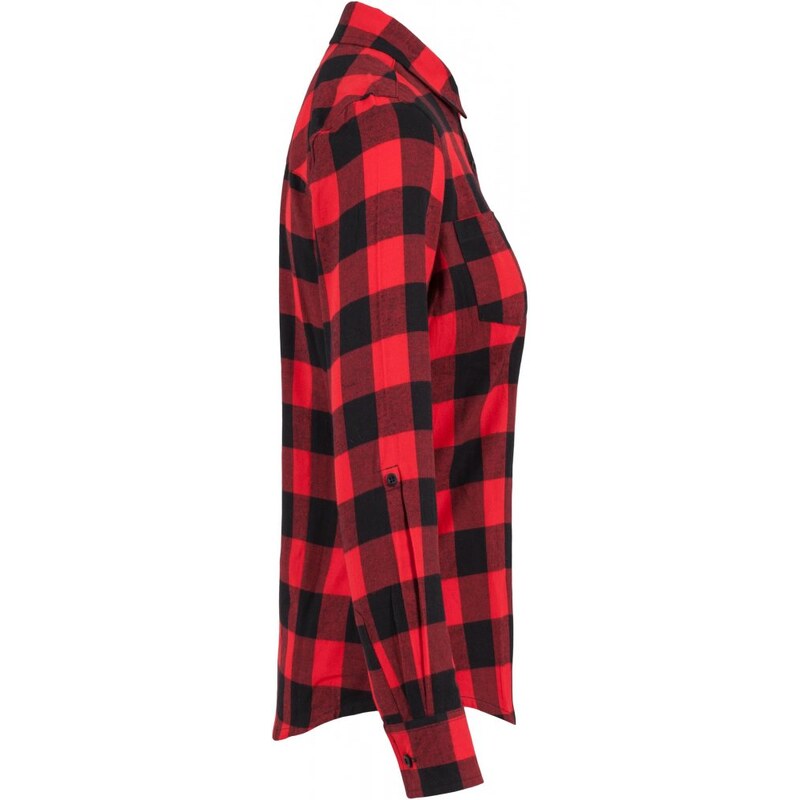 URBAN CLASSICS Ladies Turnup Checked Flanell Shirt - blk/red