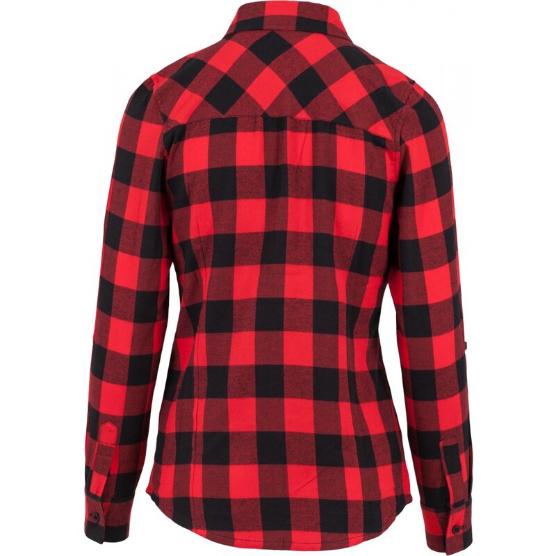 URBAN CLASSICS Ladies Turnup Checked Flanell Shirt - blk/red