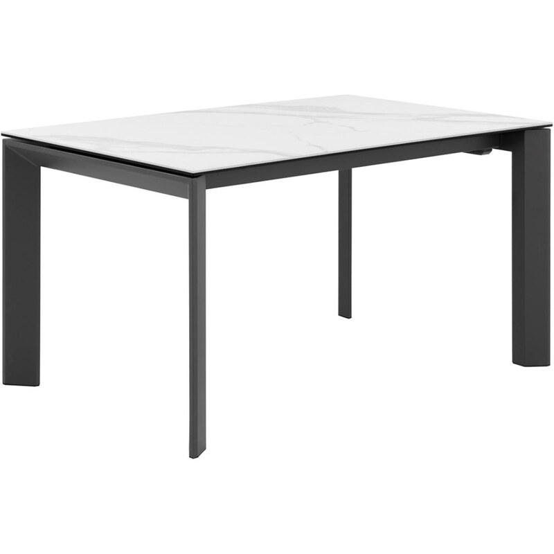 Bílý keramický rozkládací jídelní stůl Somcasa Tamara 160/240 x 90 cm s černou podnoží