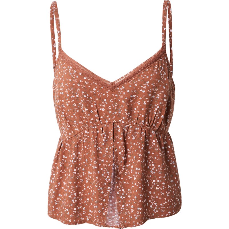 HOLLISTER Top hnědá / bílá