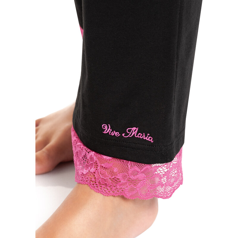 Sugar Night – černé pyžamo s růžovou krajkou Vive Maria