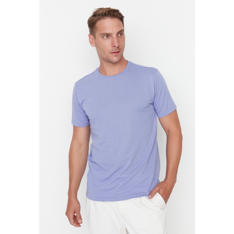 Trendyol Lilac Basic Regular Fit Crew Neck Tričko s krátkým rukávem