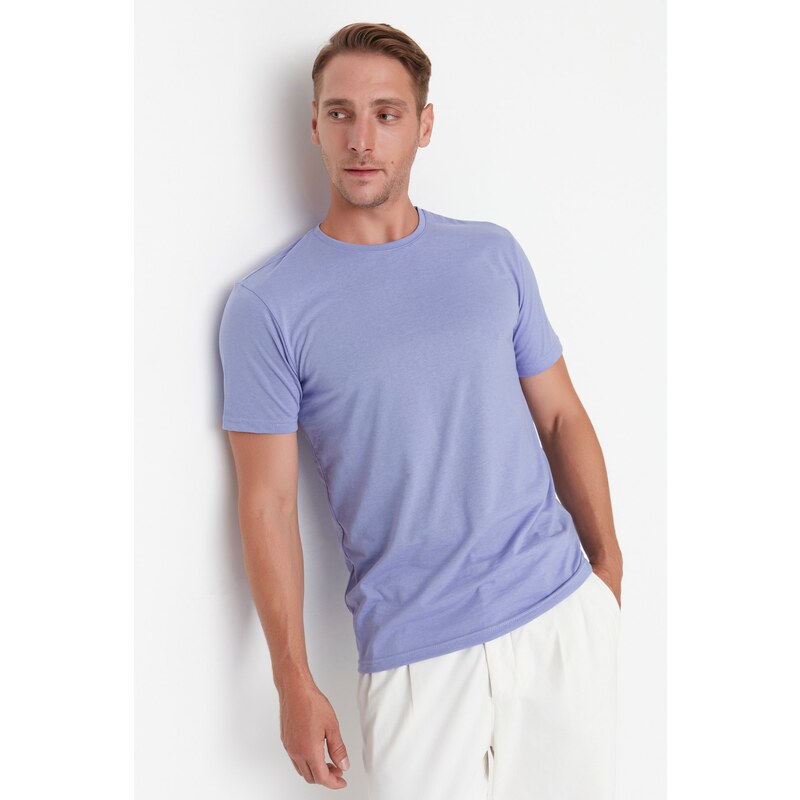 Trendyol Lilac Basic Regular Fit Crew Neck Tričko s krátkým rukávem