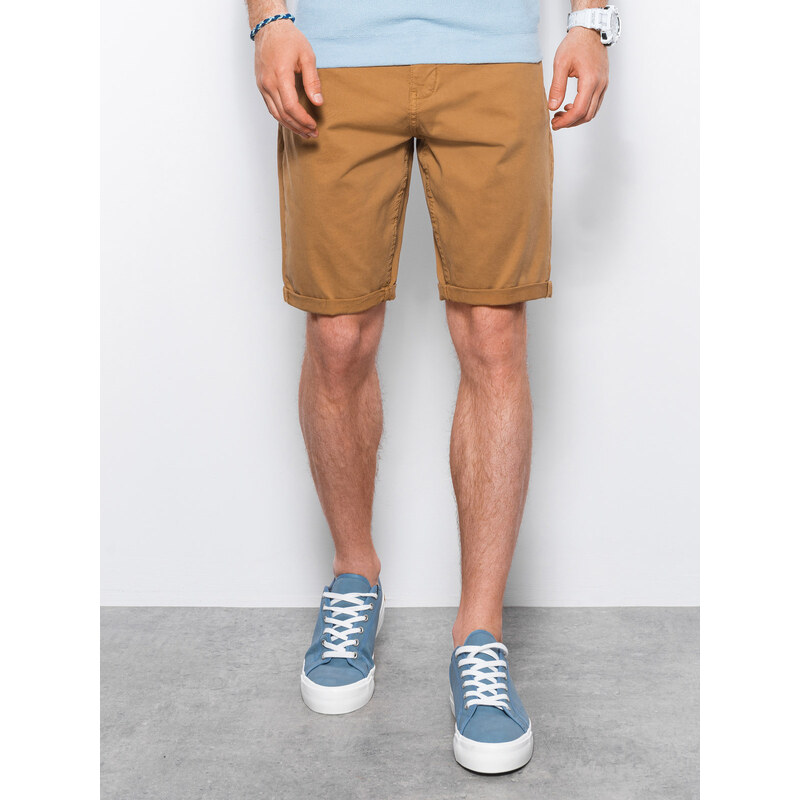 Ombre Clothing Pánské šortky CHINO - velbloudí V17 OM-SRDS-0103