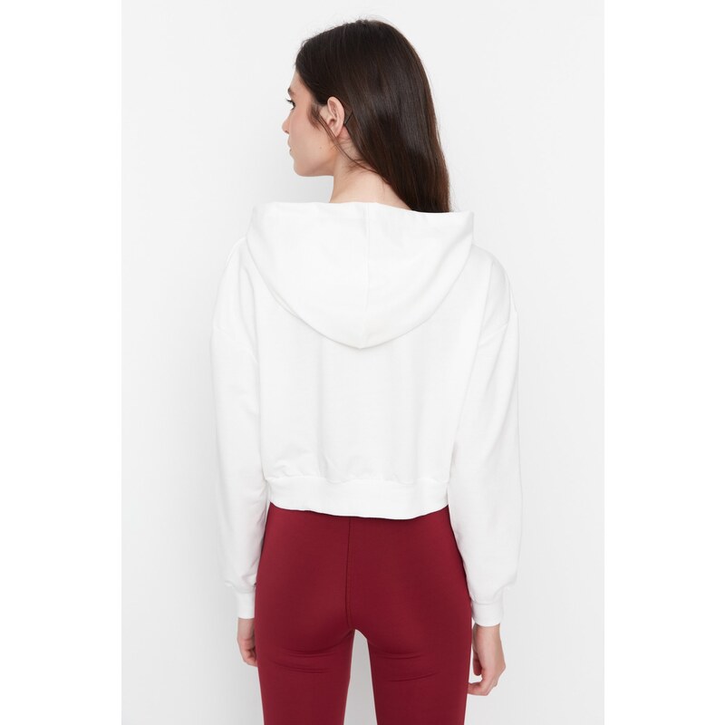 Trendyol White Window/Cut Out Detail Fleece Inside Sports Sweatshirt