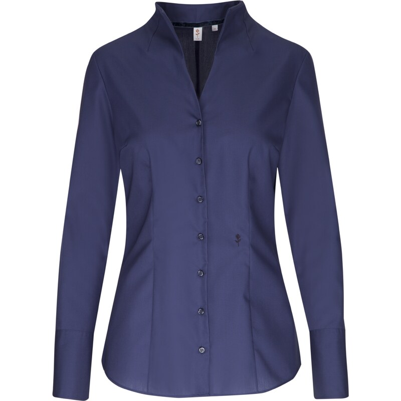 Dámská elegantní modrá slim fit košile se stojáčkem