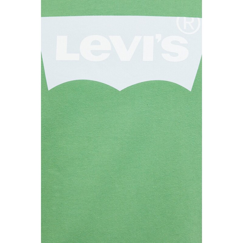 Bavlněná mikina Levi's pánská, zelená barva, s potiskem