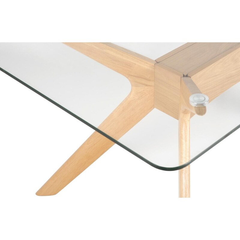 Skleněný jídelní stůl Somcasa Della 160 x 90 cm s dubovou podnoží