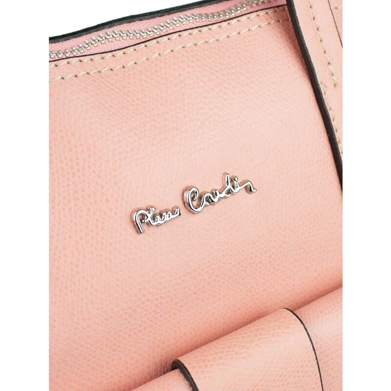 PIERRE CARDIN Francouzská kožená kabelka Odette Světle růžová