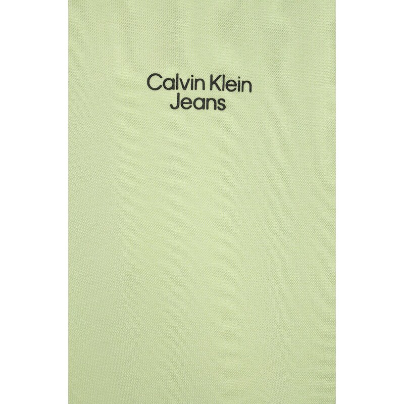 Dětská mikina Calvin Klein Jeans zelená barva, melanžová