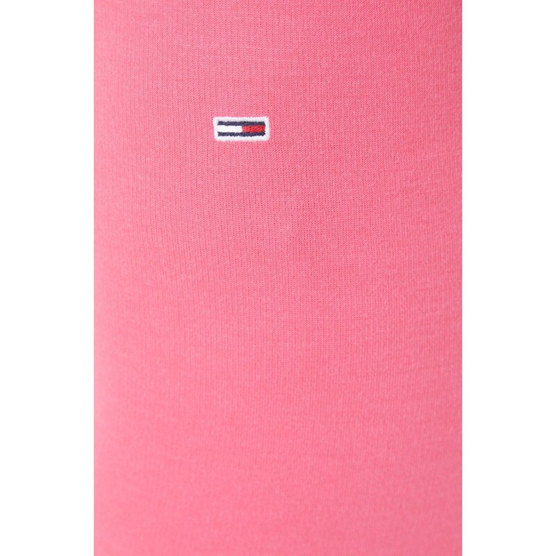 Legíny Tommy Jeans dámské, růžová barva, s aplikací