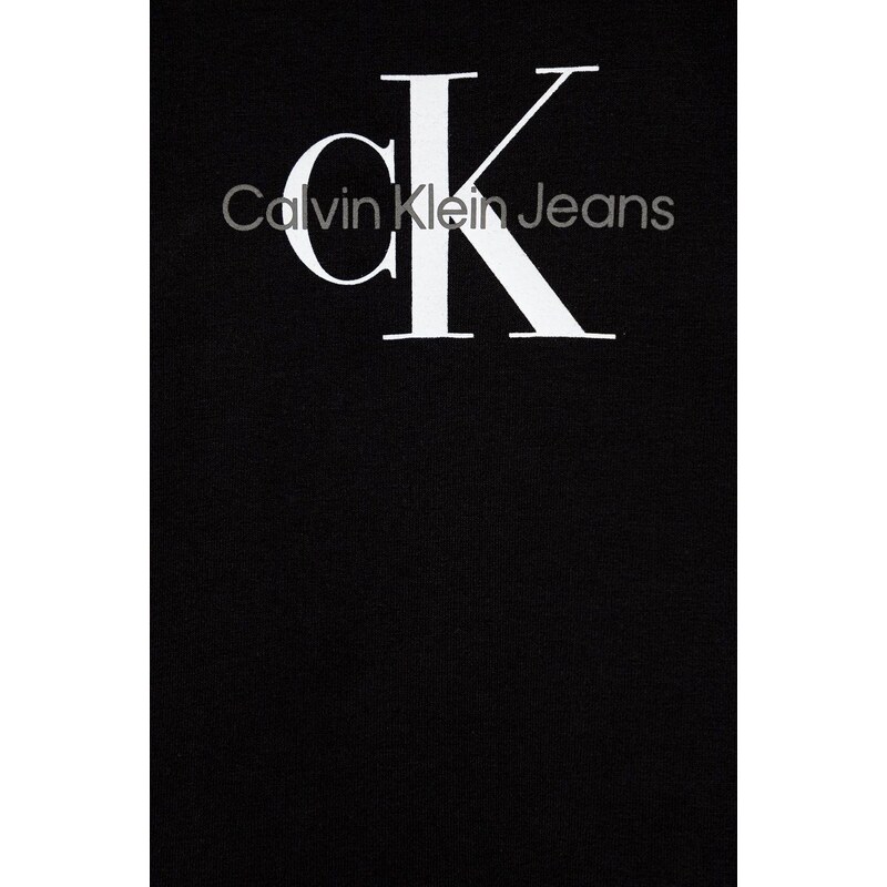 Dětské tričko s dlouhým rukávem Calvin Klein Jeans černá barva, s potiskem