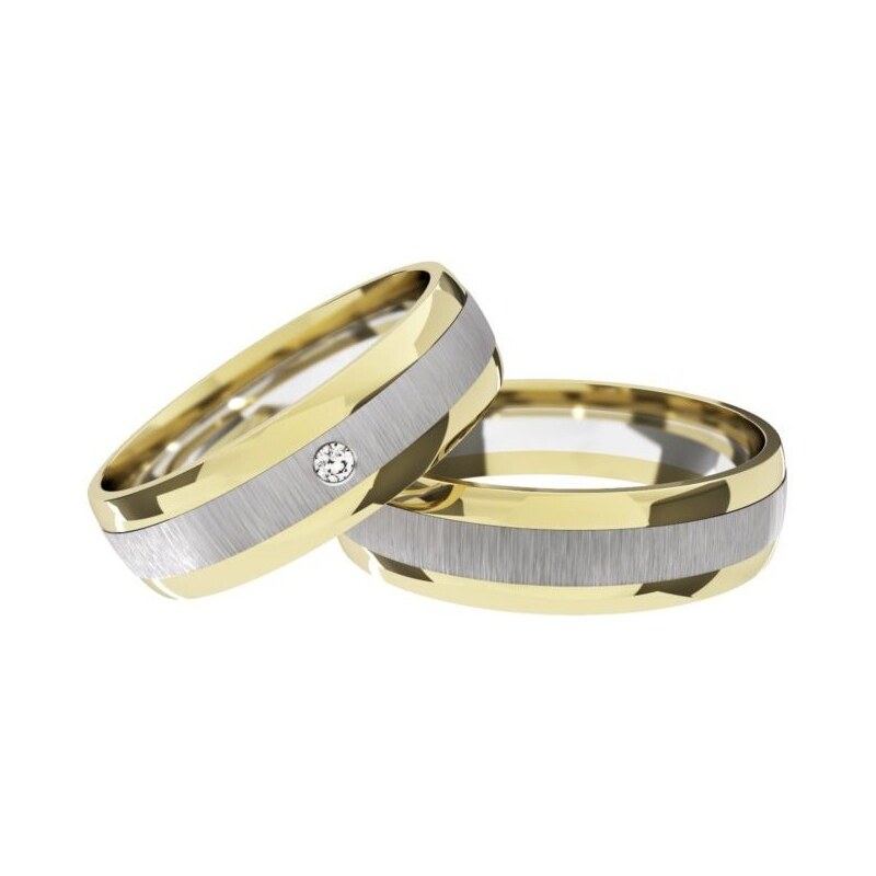 Kombinované snubní prsteny Primossa, žluté zlato - vzor č. 872