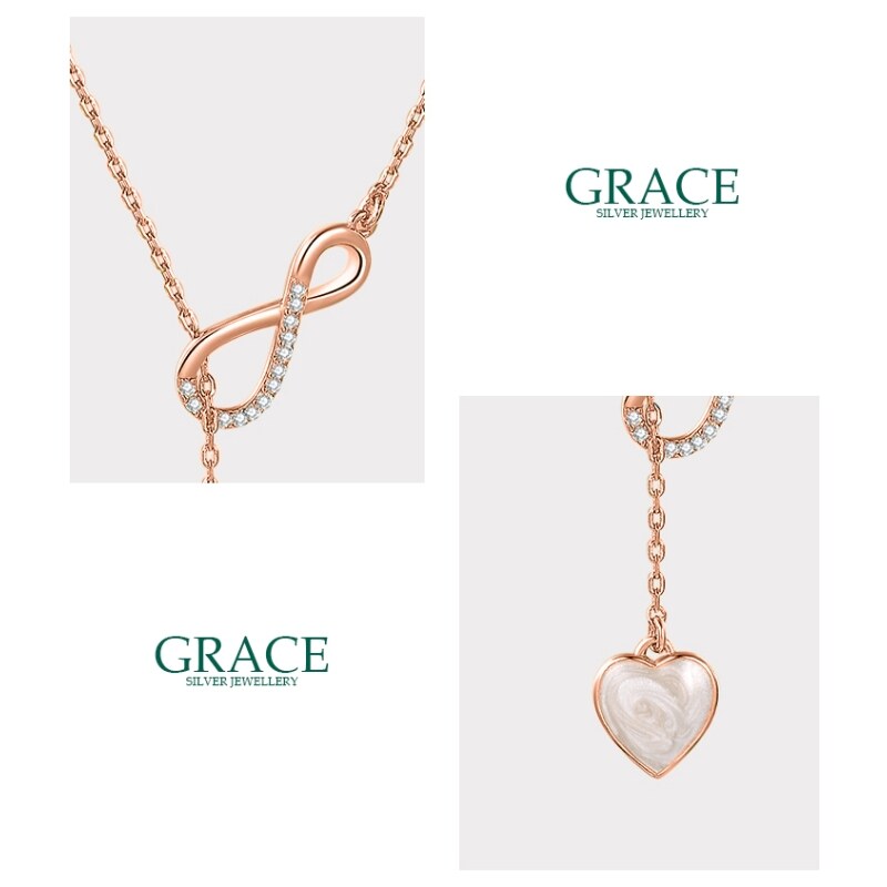 GRACE Silver Jewellery Stříbrný řetízek s přívěskem Nekonečná láska - stříbro 925/1000