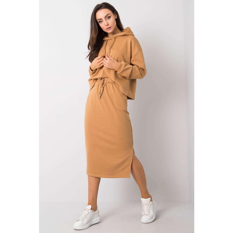 MladaModa Souprava mikiny a midi sukně Alishia camel 73749705