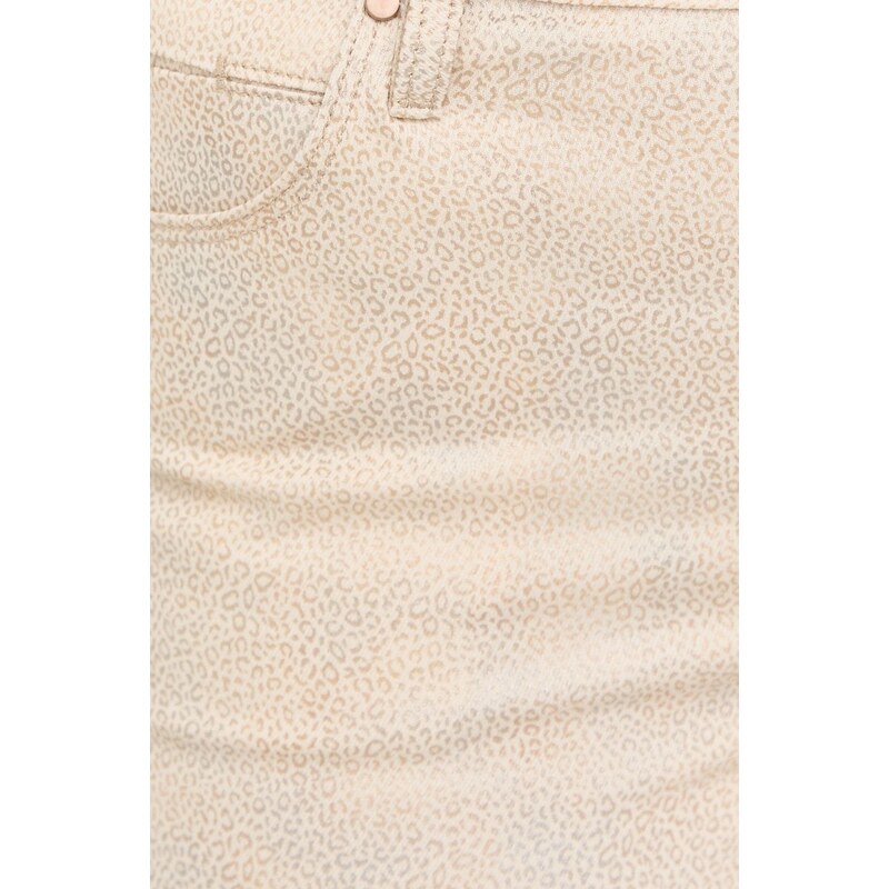 Kalhoty Guess dámské, béžová barva, jednoduché, medium waist