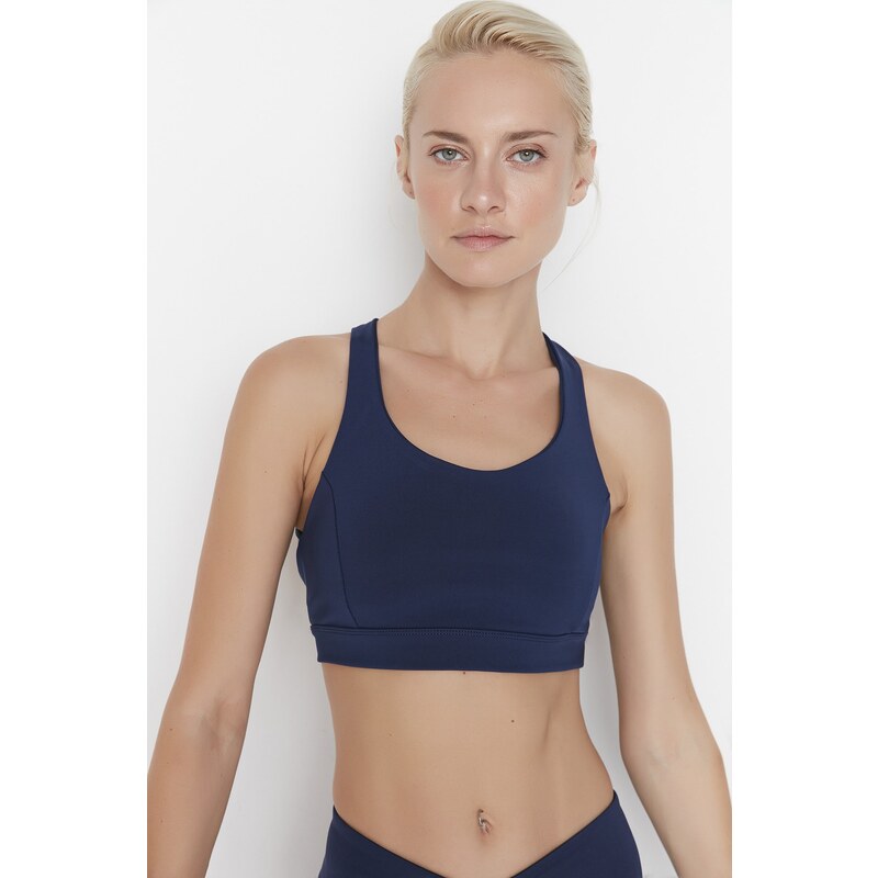 Trendyol Navy Blue Support/Shaping Back Cross Band Detail Knitted Sports Bra