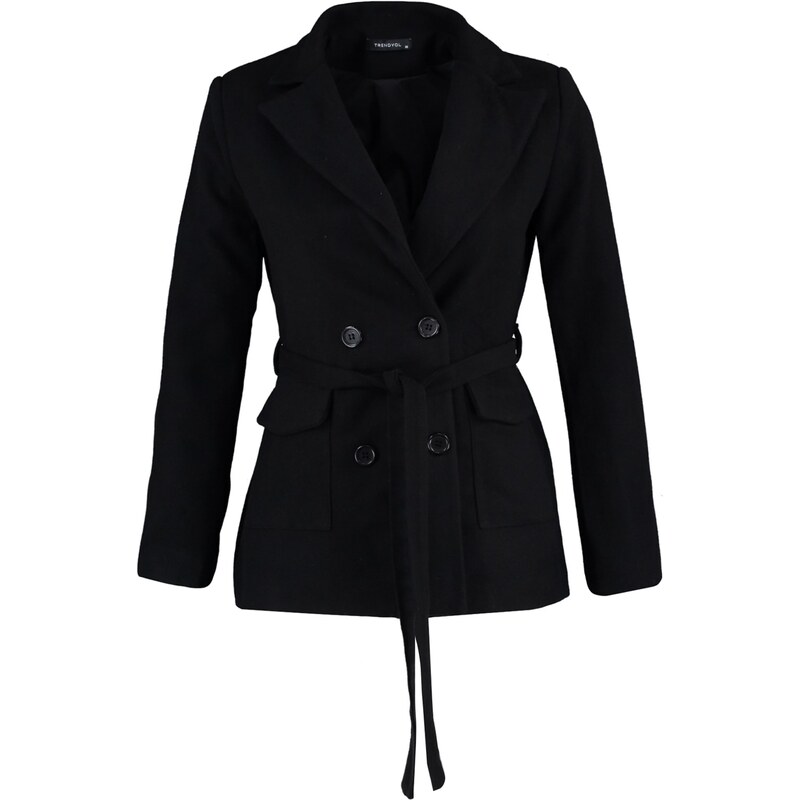 Trendyol Black Belted Woven Lined Jacket