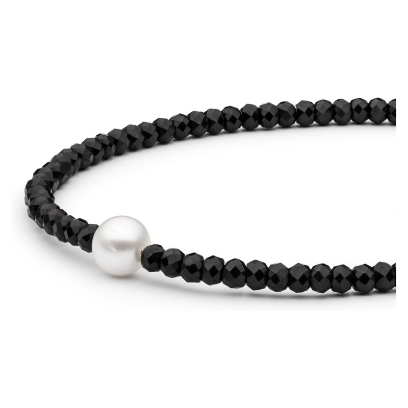 Gaura Pearls Korálkový náramek s perlou Paola - stříbro 925/1000, černý spinel