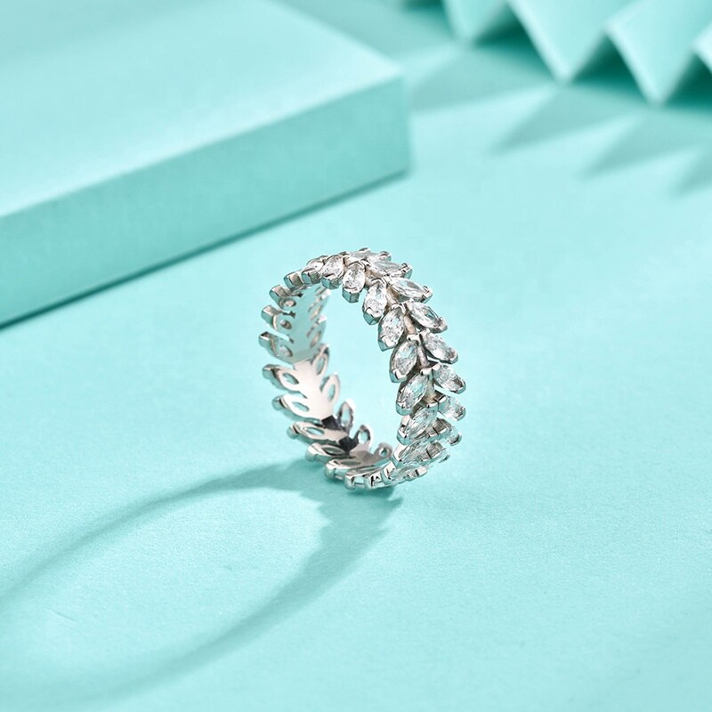 Royal Fashion stříbrný rhodiovaný prsten Třpytivé lístky HA-GR51-SILVER