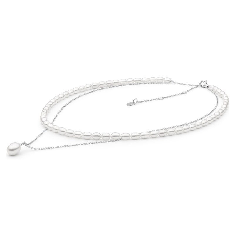 Gaura Pearls Luxusní dvojitý perlový náhrdelník Antonia - stříbro 925/1000