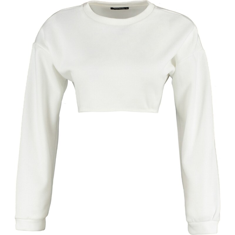 Trendyol Ecru Super Crop Fleece Knitted Sports Sweatshirt