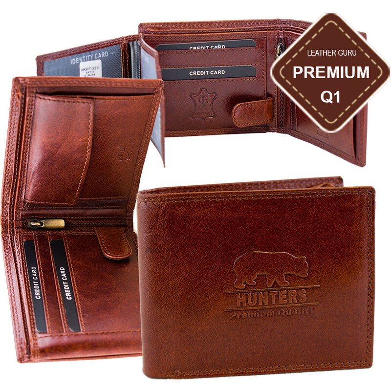 Luxusní pánská kožená peněženka hnědá premium kůže značky Hunters KHT333TAN  - GLAMI.cz