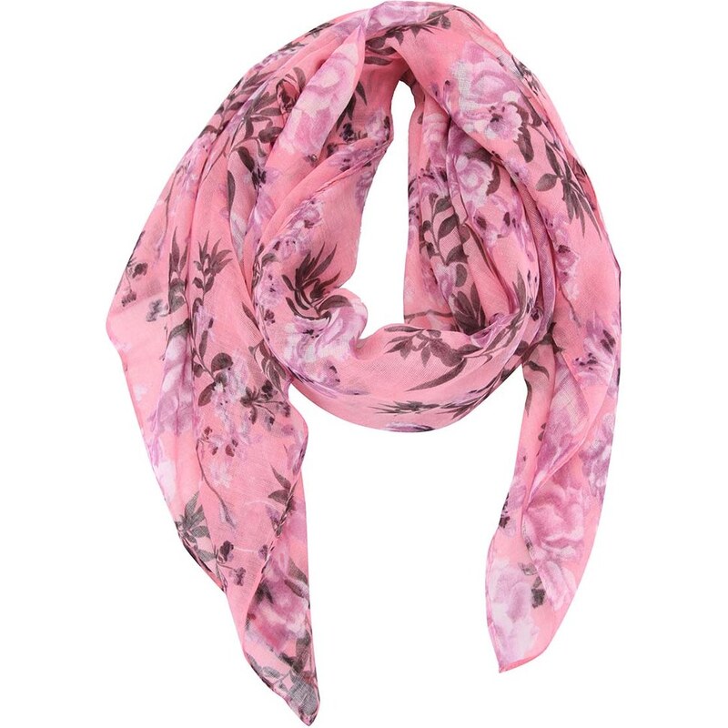 Růžový šátek s květy Pieces Jonelia