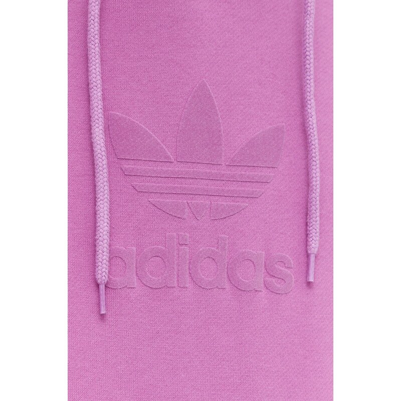 Bavlněná mikina adidas Originals pánská, růžová barva, s potiskem