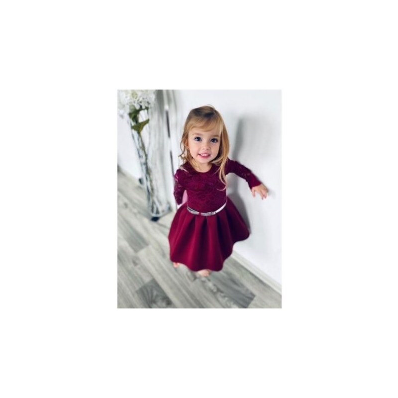 Ewa line Luxury Bordo dress - luxusní dívčí šaty