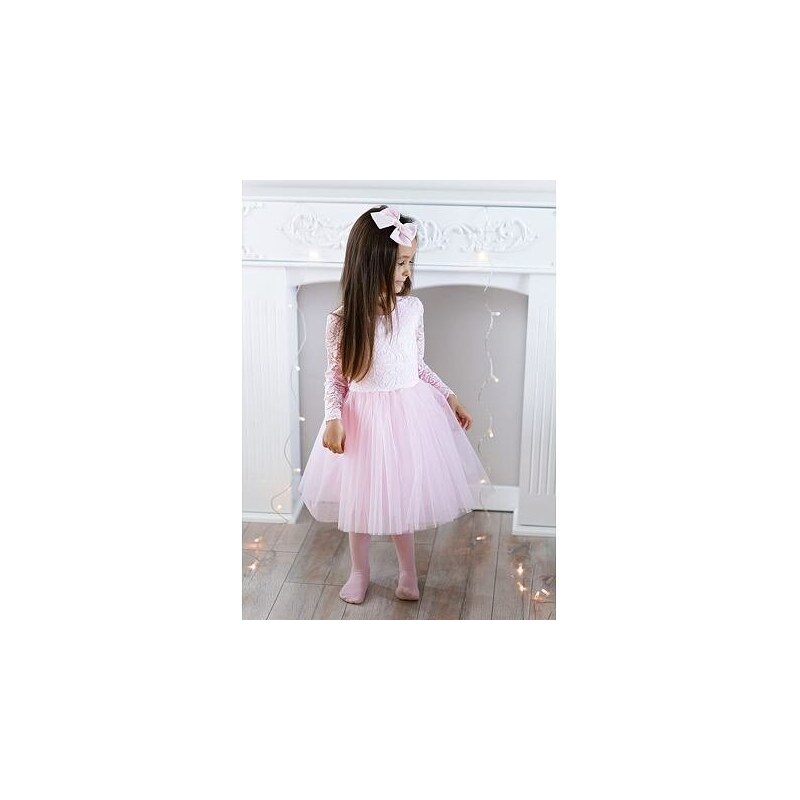 Ewa line Princess krajkové šaty s maxi tylovou sukní růžové