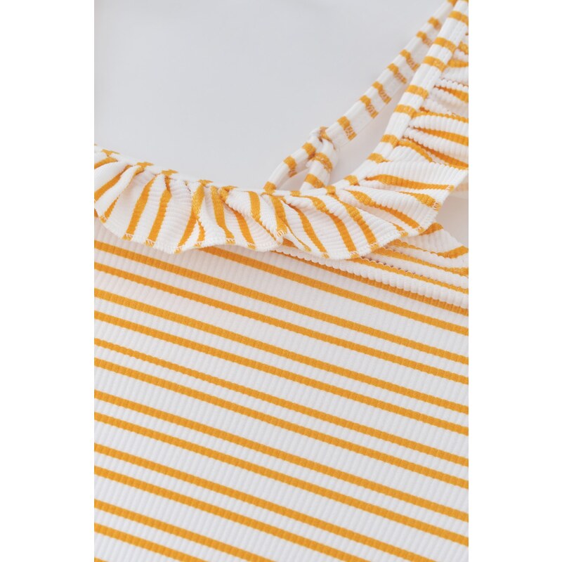 Dagi Yellow Striped Halterneck Swimsuit