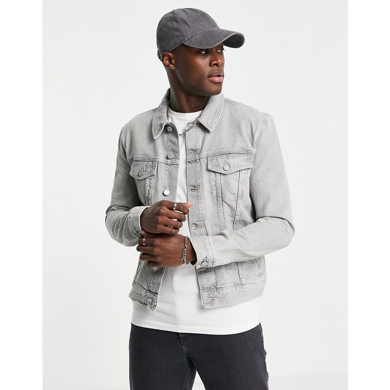 ASOS DESIGN skinny denim jacket in grey