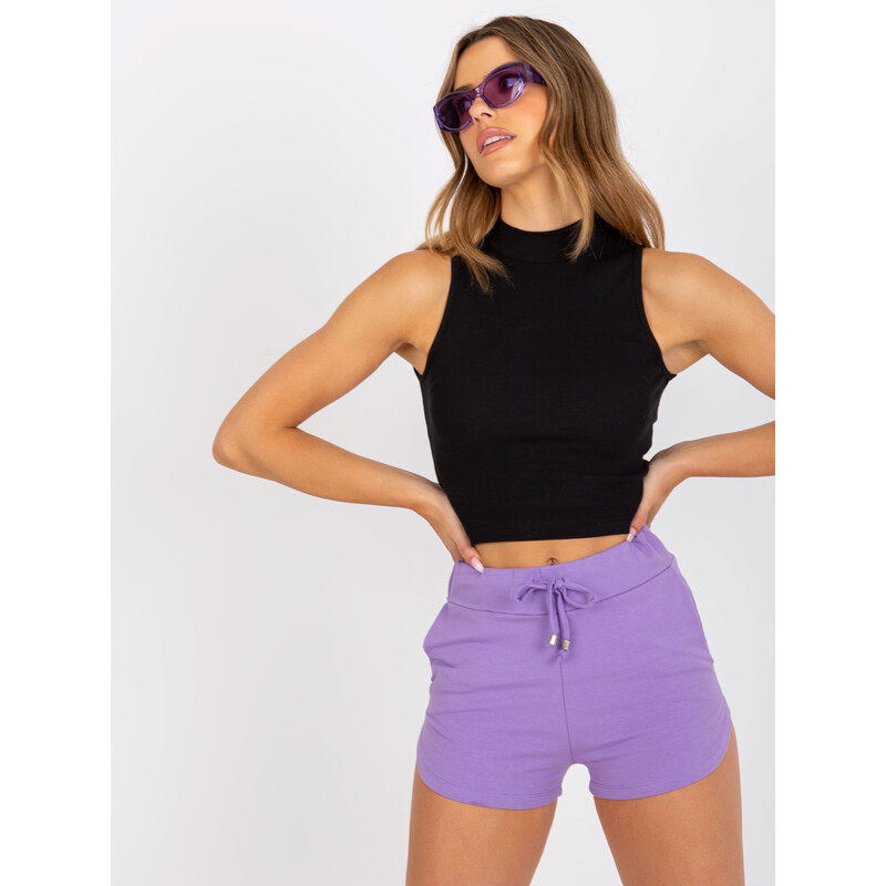 BASIC FEEL GOOD ČERNÝ ŽEBROVANÝ CROP TOP -BLACK Černá