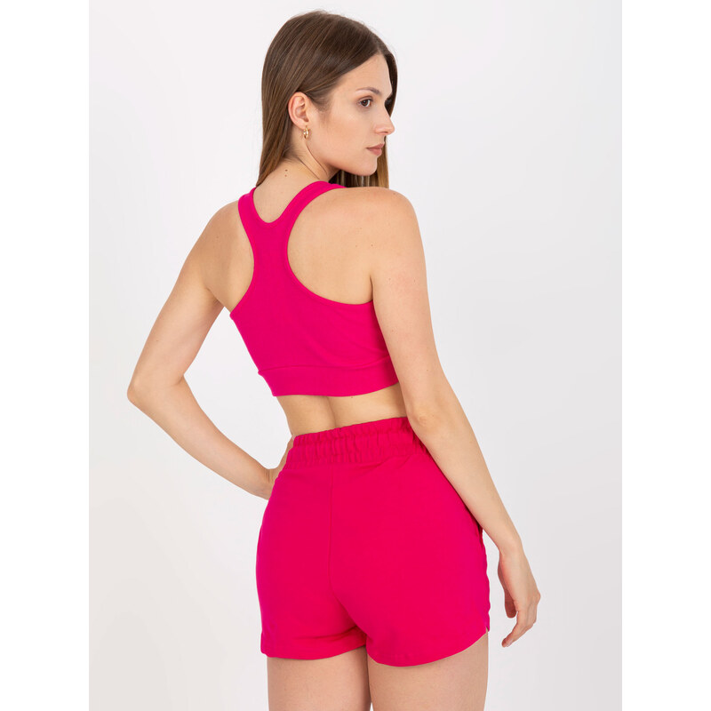 RUE PARIS FUCHSIOVÝ CROP TOP NA ZIP -FUCHSIA Tmavě růžová