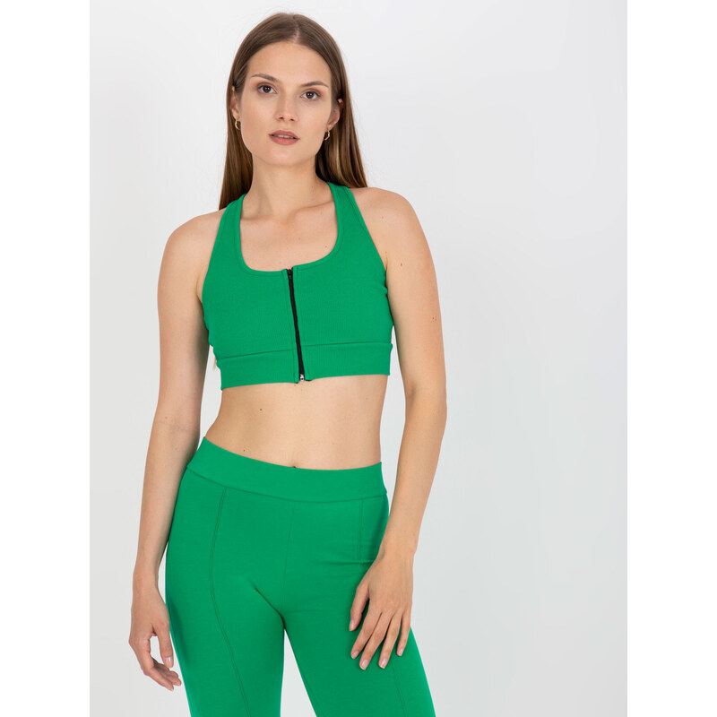 RUE PARIS ZELENÝ CROP TOP NA ZIP --GREEN Zelená