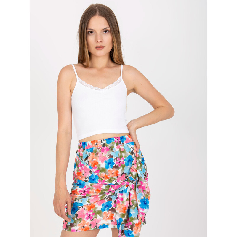 RUE PARIS BÍLÝ CROP TOP S KRAJKOU -WHITE Bílá