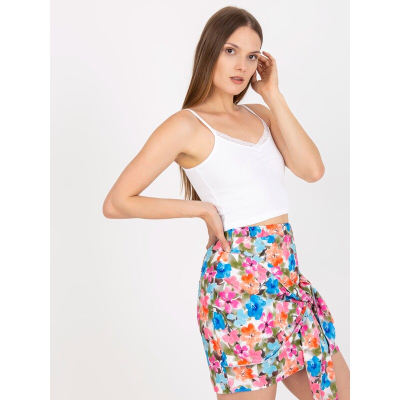 RUE PARIS BÍLÝ CROP TOP S KRAJKOU -WHITE Bílá