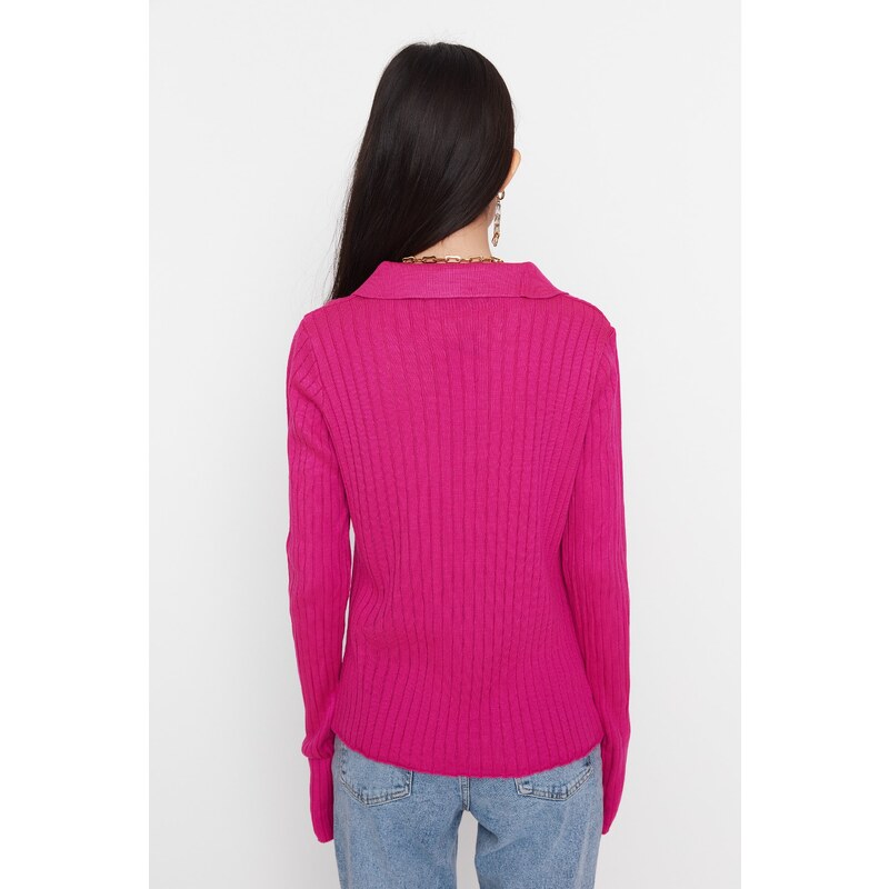 Trendyol Fuchsia Polo Neck Pletený svetr