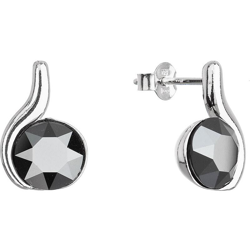 Stříbrné náušnice pecky se Swarovski krystaly černé 31313.5