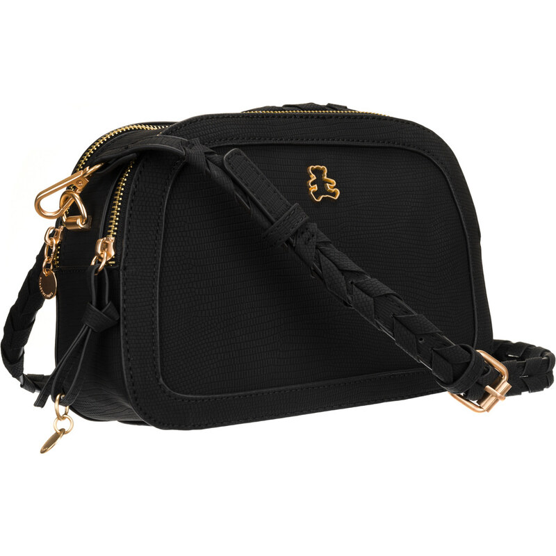 BASIC LULU CASTAGNETTE CROSSBODY S PLETENÝM POPRUHEM RITTA NOIR Černá