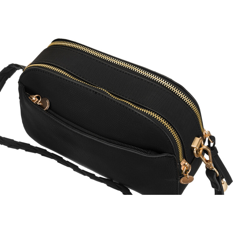 BASIC LULU CASTAGNETTE CROSSBODY S PLETENÝM POPRUHEM RITTA NOIR Černá