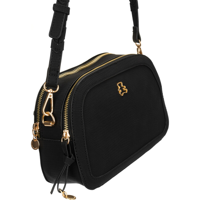 BASIC LULU CASTAGNETTE CROSSBODY S PLETENÝM POPRUHEM RITTA NOIR Černá