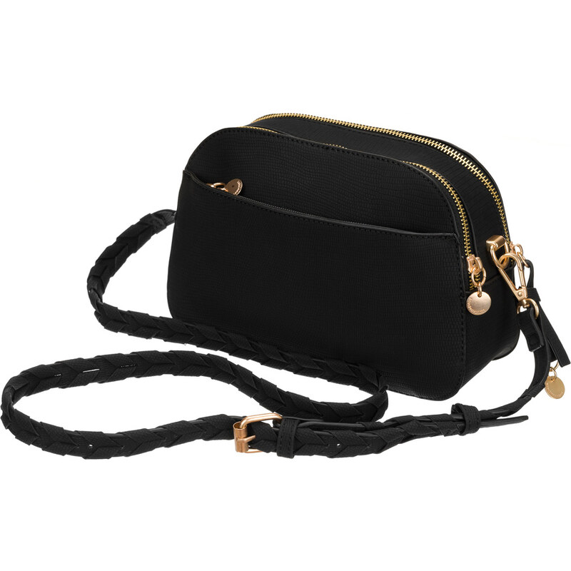 BASIC LULU CASTAGNETTE CROSSBODY S PLETENÝM POPRUHEM RITTA NOIR Černá