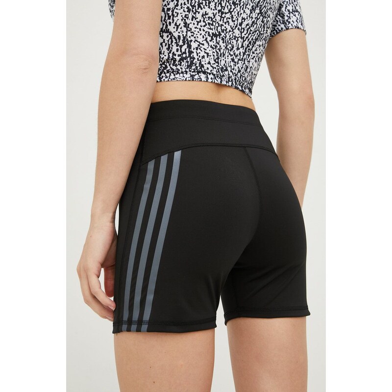 Běžecké šortky adidas Performance Run Icons černá barva, s potiskem, high waist