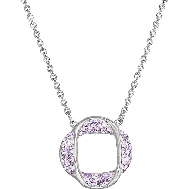 EVOLUTION GROUP Stříbrný náhrdelník s krystaly Swarovski fialový 32016.3 violet